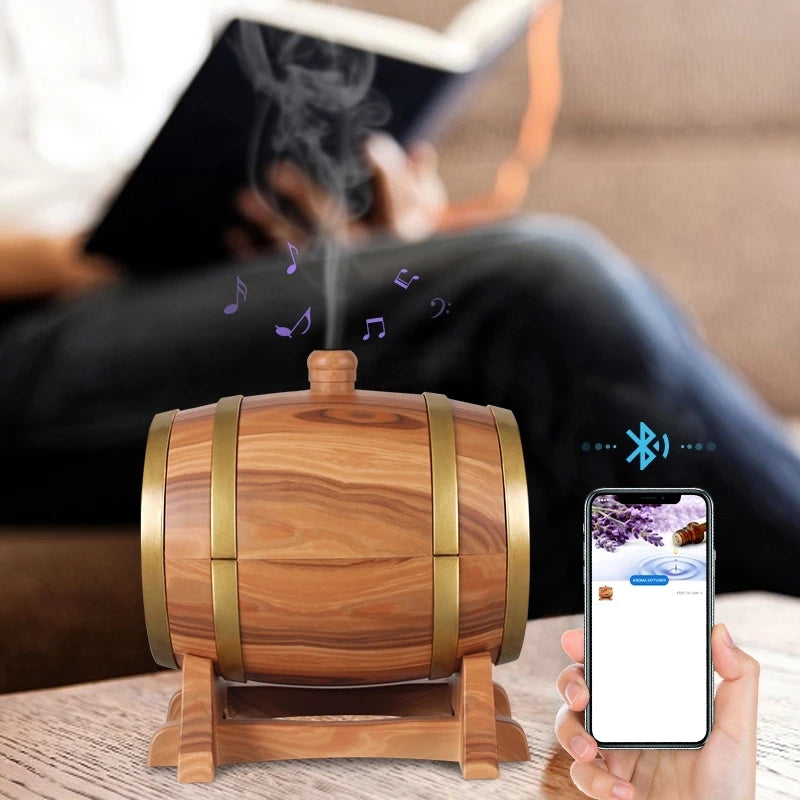 Essential Oil Humidifier with Bluetooth Music Aroma Diffuser Wood Grain