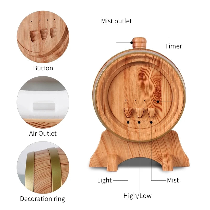 Essential Oil Humidifier with Bluetooth Music Aroma Diffuser Wood Grain