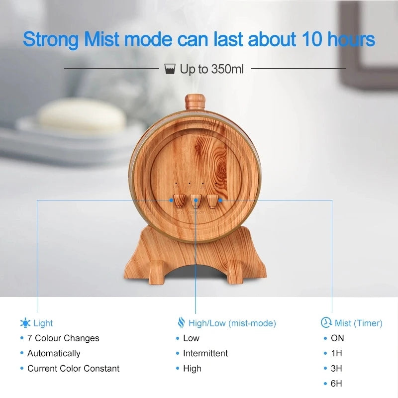 Essential Oil Humidifier with Bluetooth Music Aroma Diffuser Wood Grain