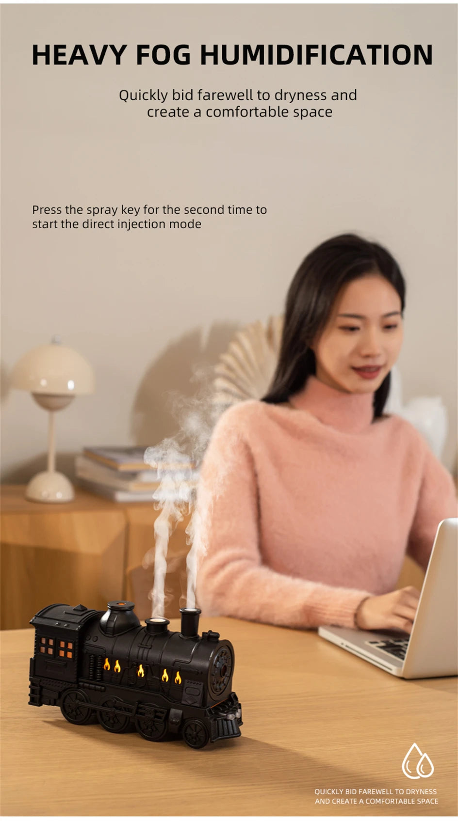 Train Air Humidifier/Essential Oil Aroma Diffusor