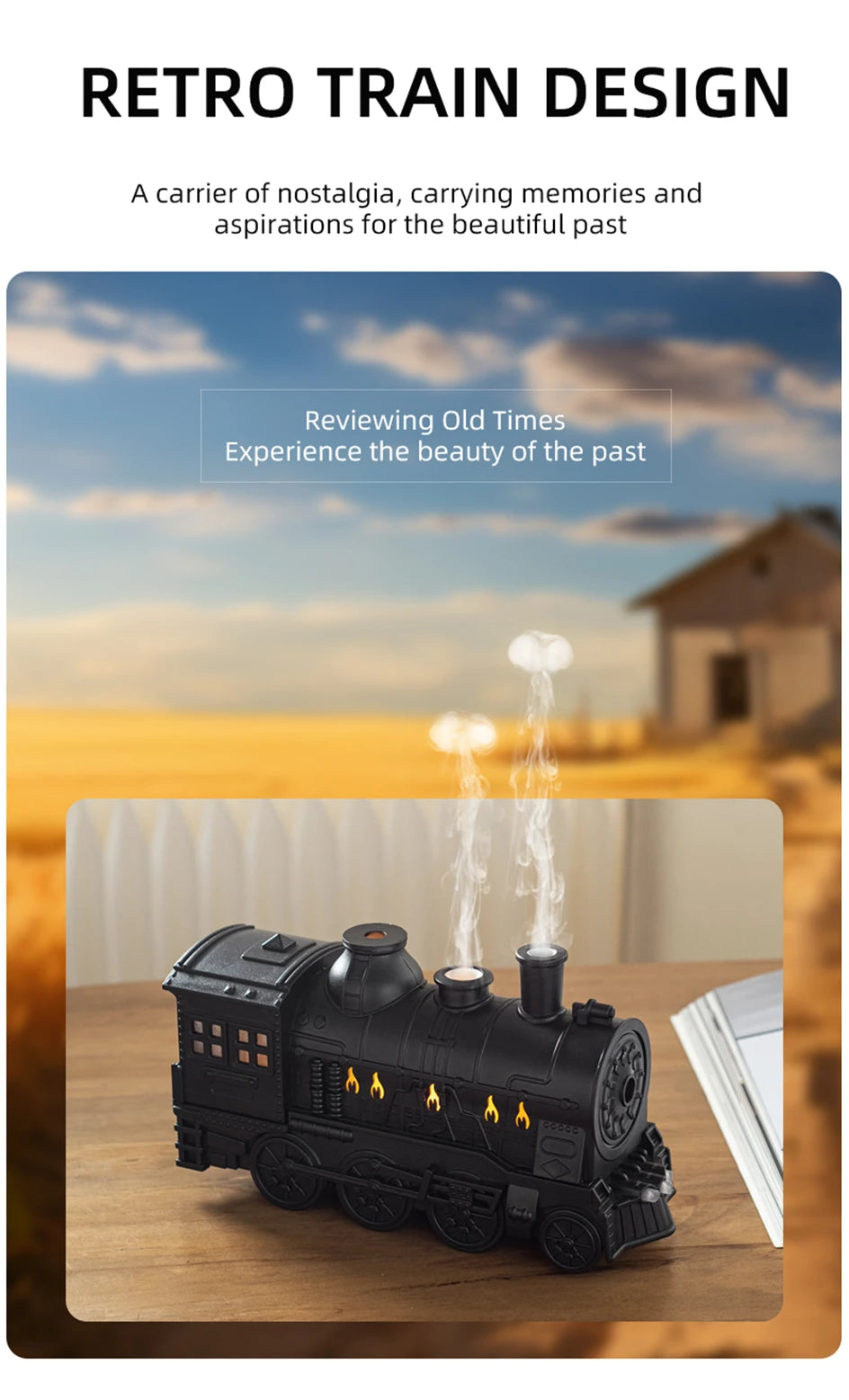 Train Air Humidifier/Essential Oil Aroma Diffusor