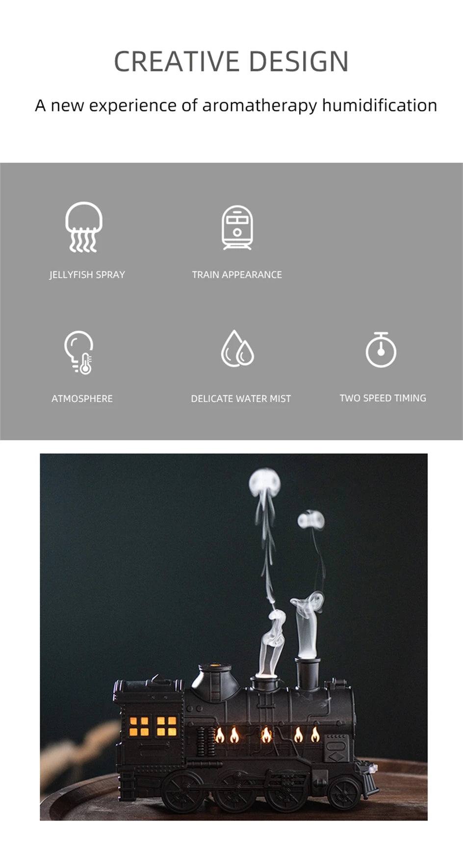 Train Air Humidifier/Essential Oil Aroma Diffusor