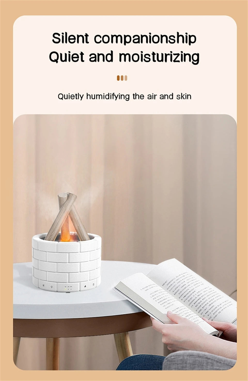 Office/Home USB Air Humidifier/Essential Oil Diffuser with Bonfire Flame Light