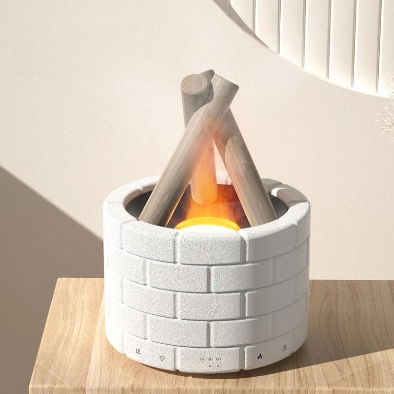 Office/Home USB Air Humidifier/Essential Oil Diffuser with Bonfire Flame Light