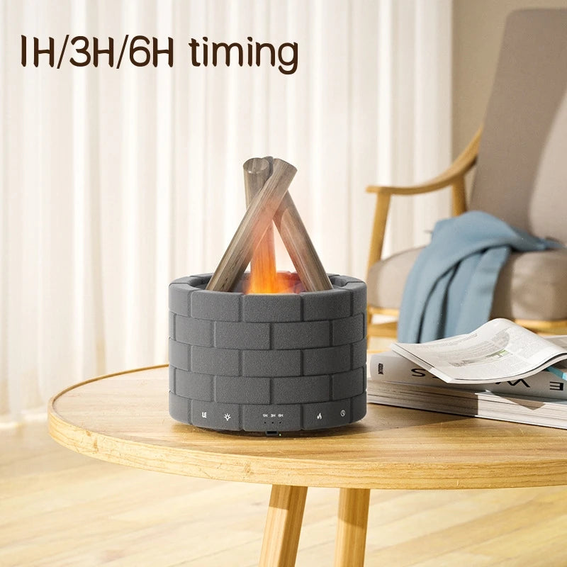 Office/Home USB Air Humidifier/Essential Oil Diffuser with Bonfire Flame Light
