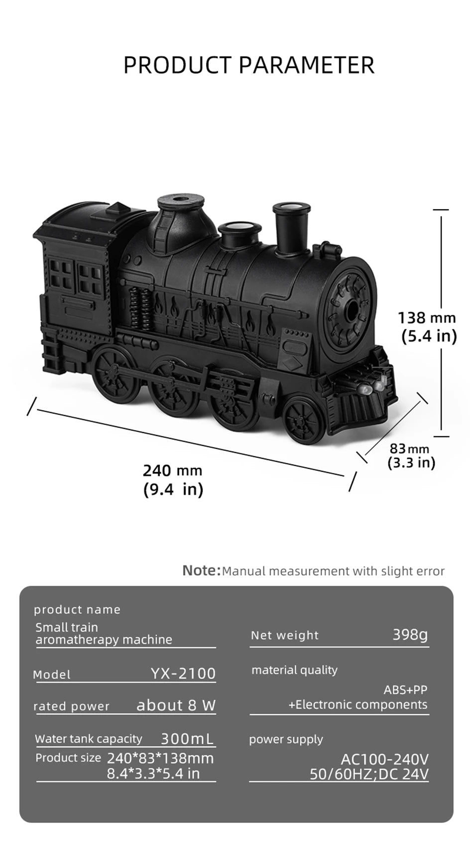 Train Air Humidifier/Essential Oil Aroma Diffusor