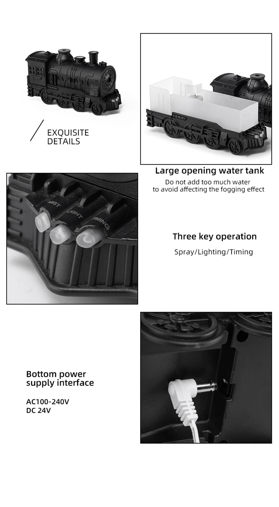 Train Air Humidifier/Essential Oil Aroma Diffusor