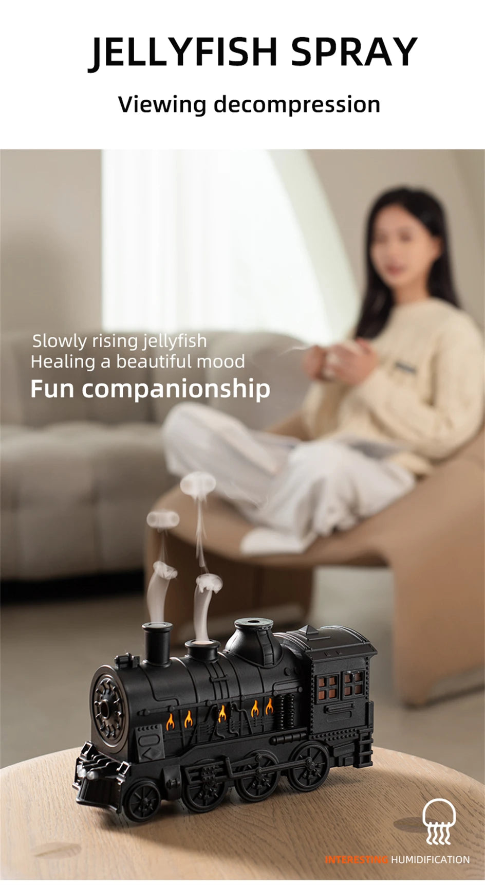 Train Air Humidifier/Essential Oil Aroma Diffusor