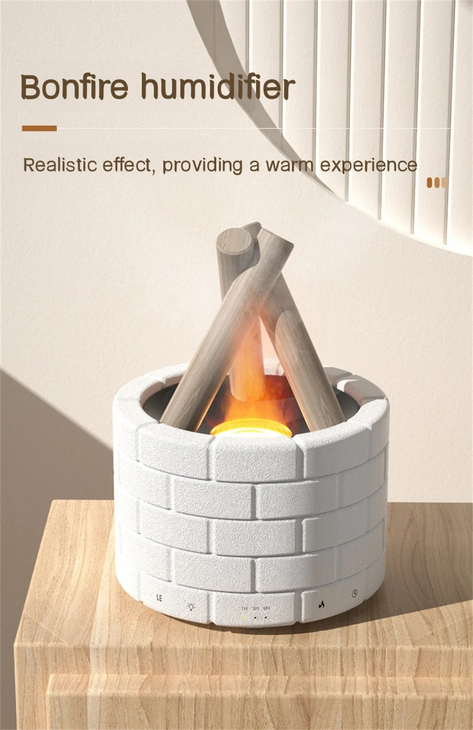 Office/Home USB Air Humidifier/Essential Oil Diffuser with Bonfire Flame Light