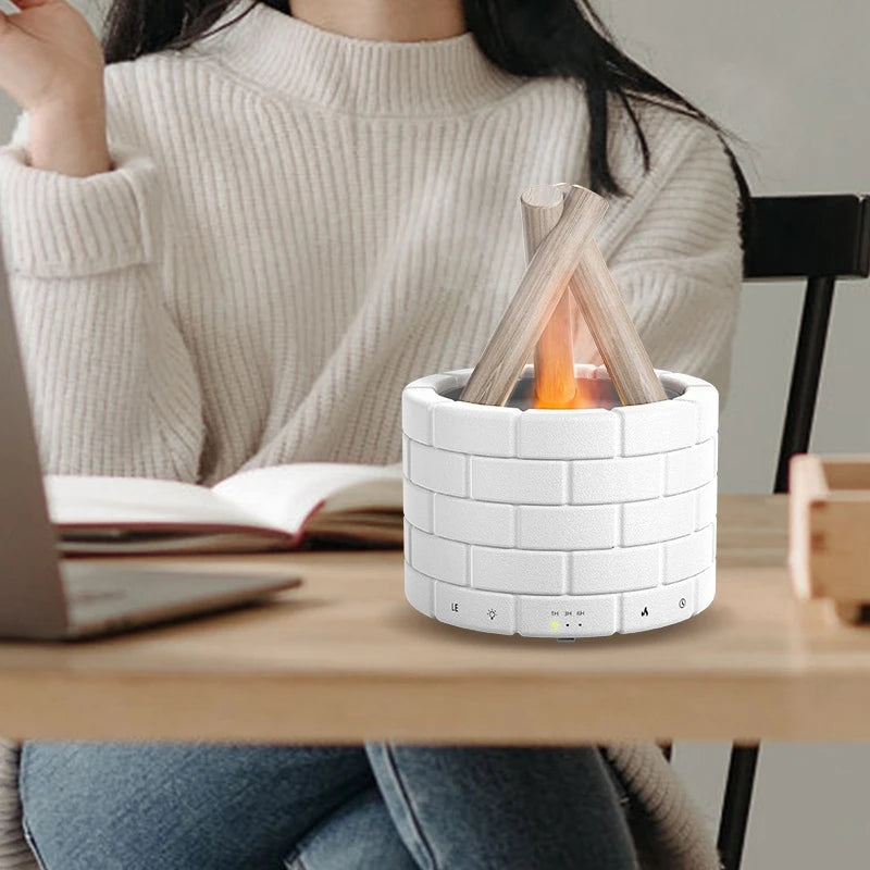 Office/Home USB Air Humidifier/Essential Oil Diffuser with Bonfire Flame Light