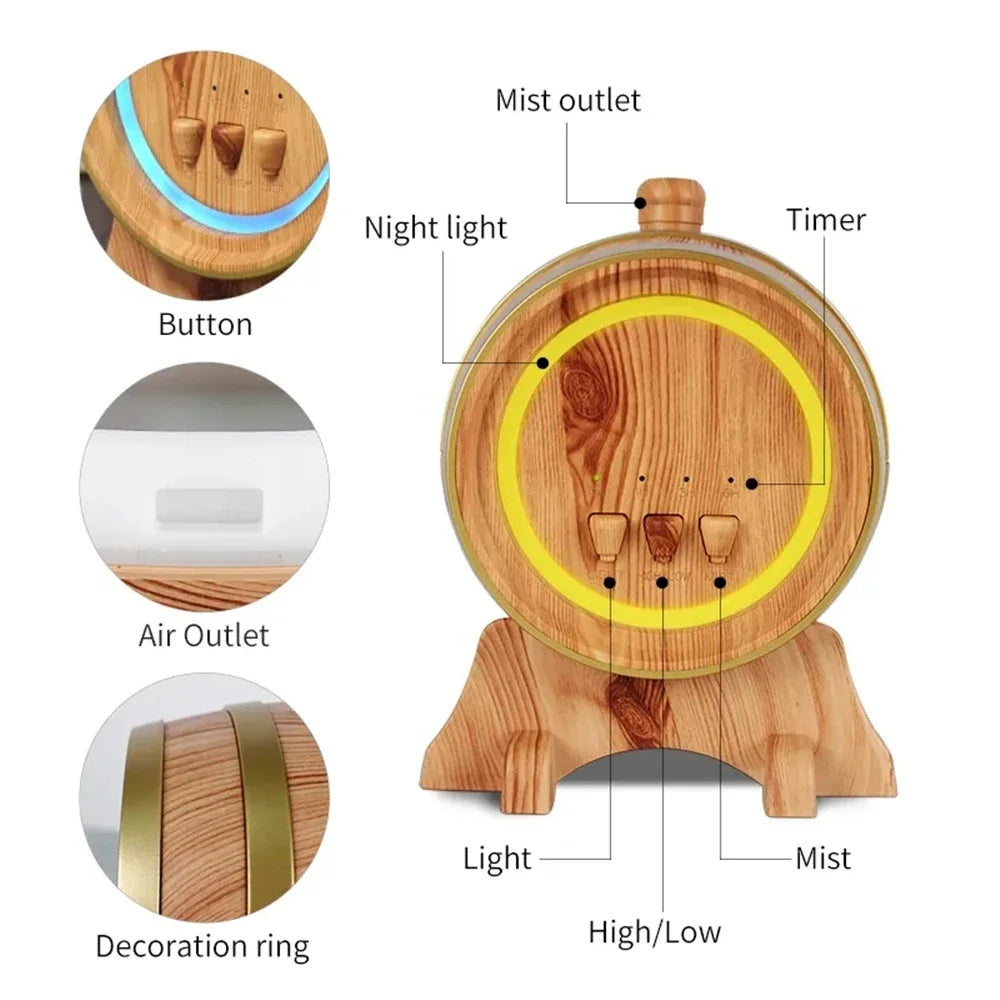 Essential Oil Humidifier with Bluetooth Music Aroma Diffuser Wood Grain