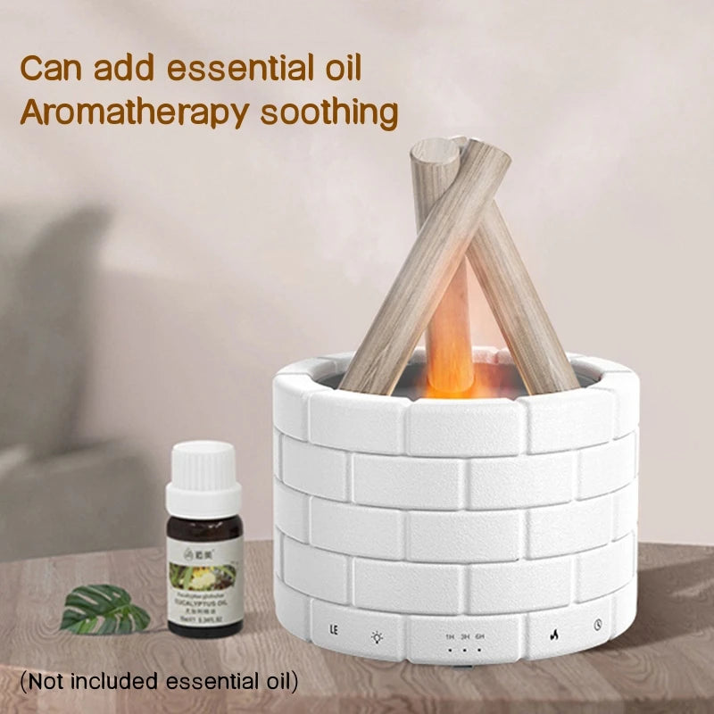 Office/Home USB Air Humidifier/Essential Oil Diffuser with Bonfire Flame Light