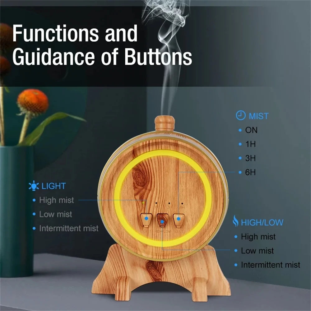 Essential Oil Humidifier with Bluetooth Music Aroma Diffuser Wood Grain
