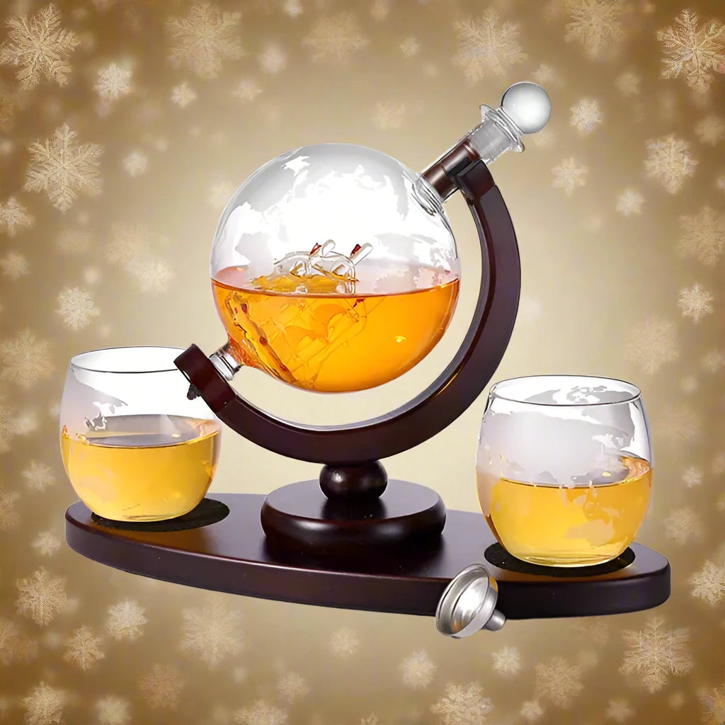 Whiskey Decanter Globe Wine Aerator Glass Set